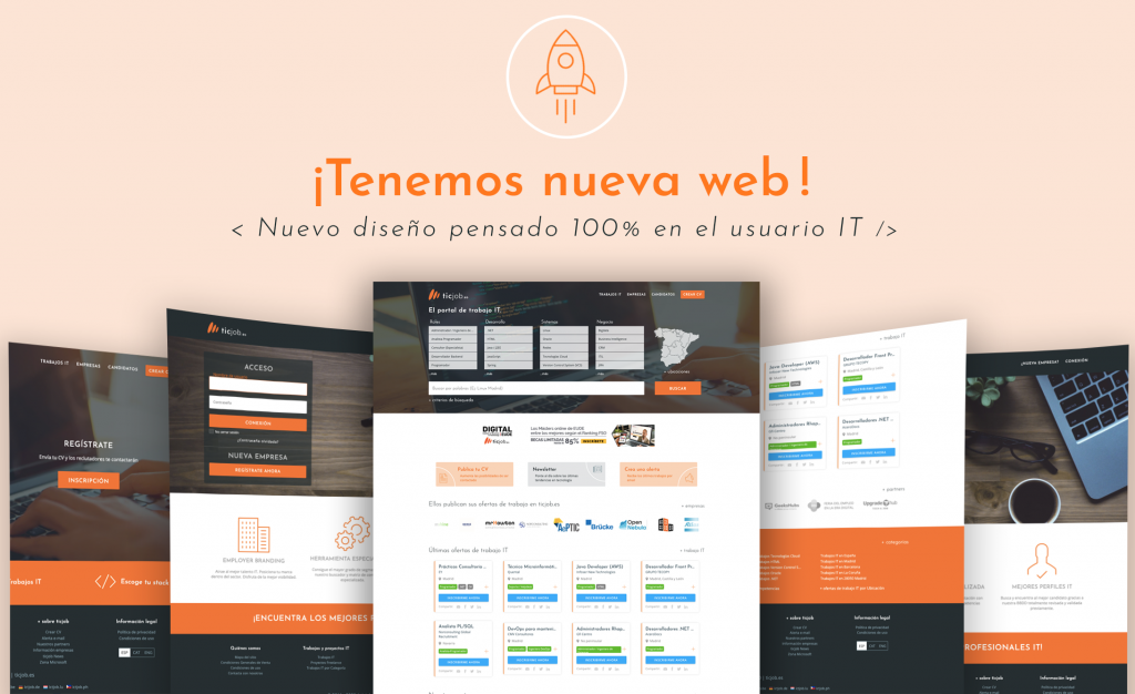 Infografía con la ilustración del nuevo diseño de la web de Ticjob.es